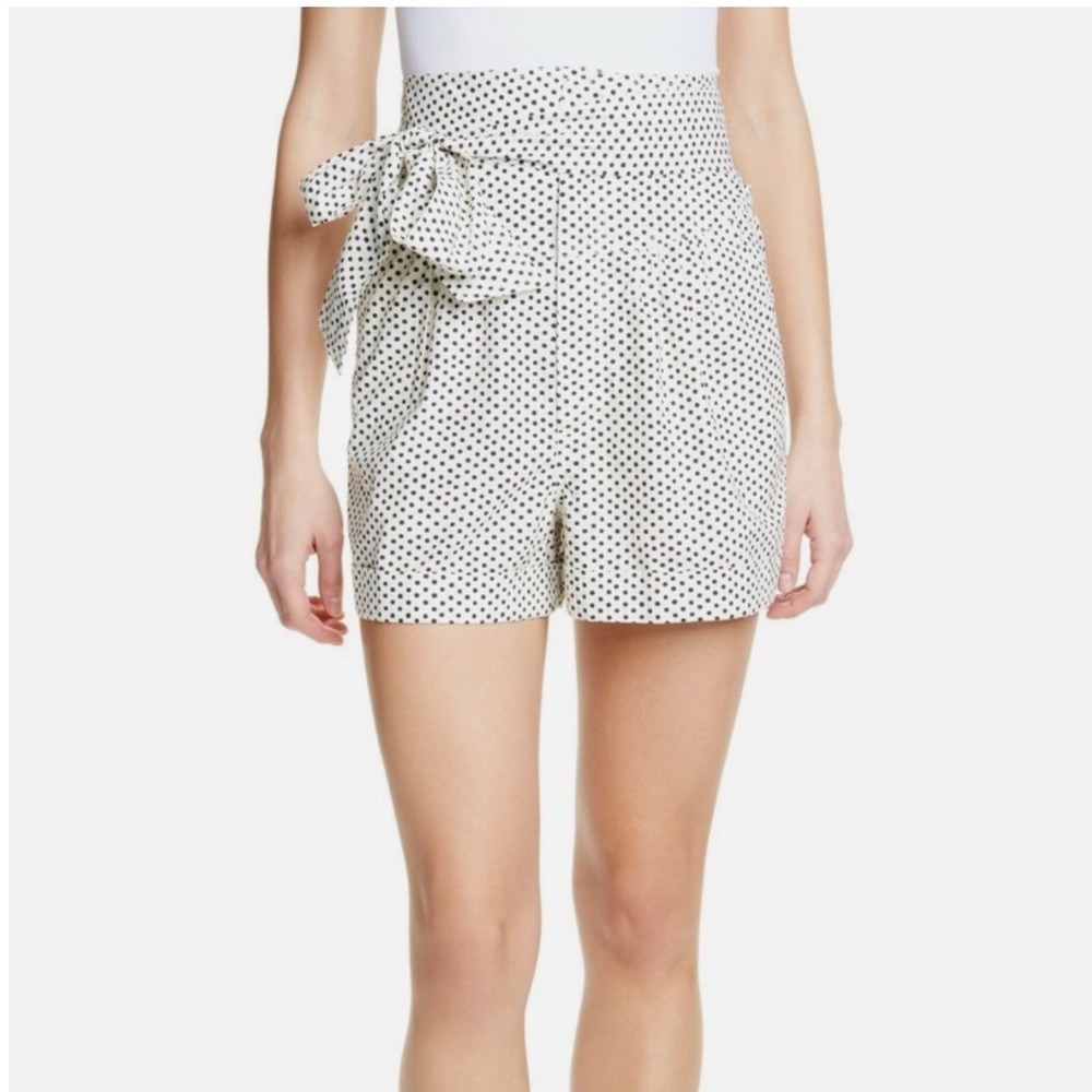 LA VIE REBECCA TAYOR White & Black Corrine Dot Shorts Belted Tie-Waist NWT Small